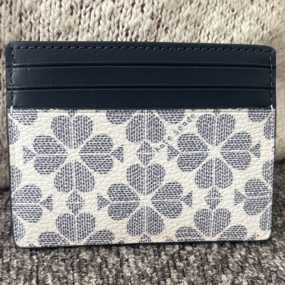 Kate Spade Navy and Cream Floral Card Holder - Picture 2 of 2